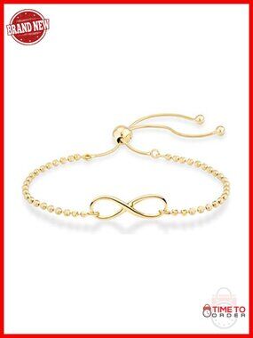 925 Sterling Silver Infinity Adjustable Bolo Beaded Ball Chain Bracelet